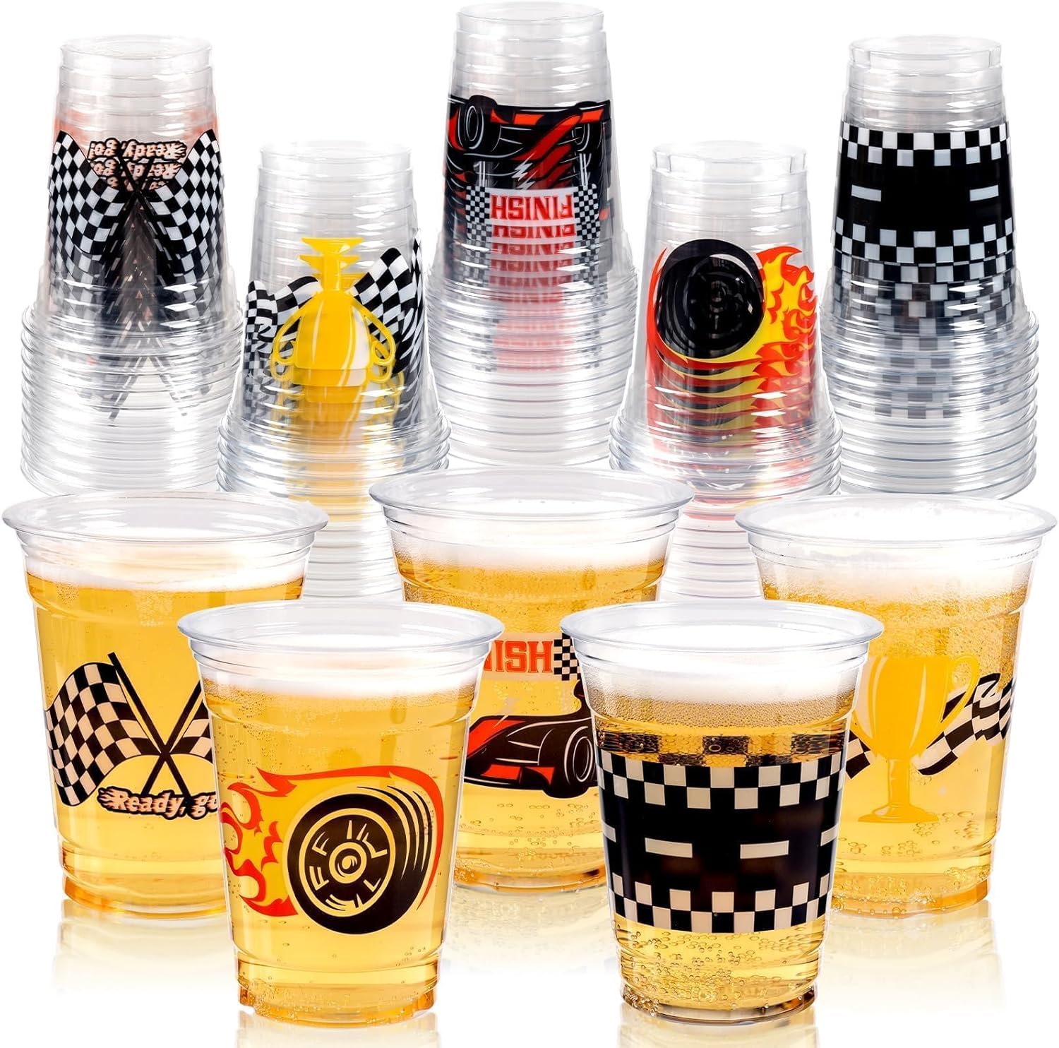GuassLee race car party cups front view