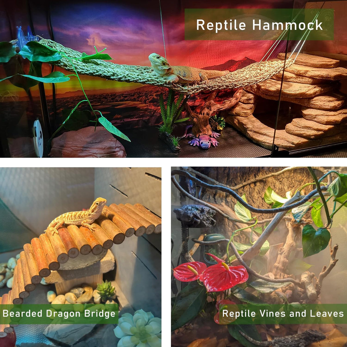 Tankmatdecor bendable reptile bridge hideout for lizards