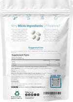 Micro Ingredients L-Theanine supplement pouch showing coconut oil infusion details