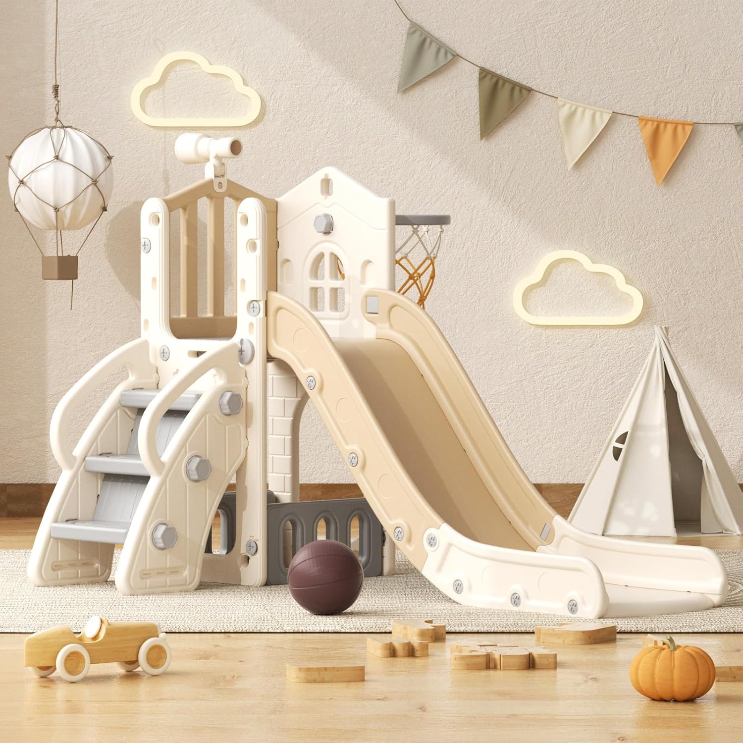 Yufu 5 in 1 toddler slide and climber front view