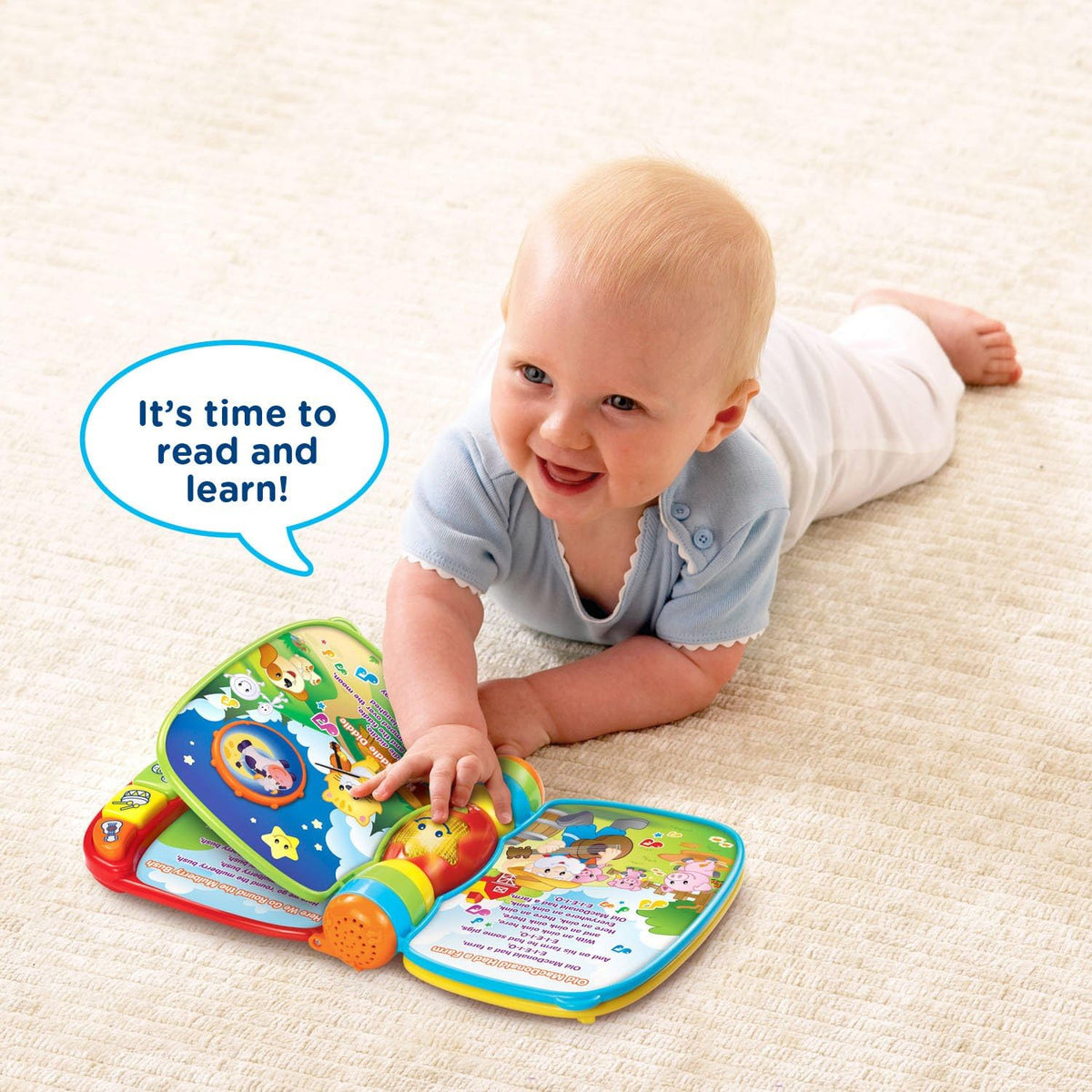 VTech Musical Rhymes Book Red side angle showing durable plastic construction