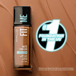 Close up of Maybelline Fit Me foundation bottle cap and packaging
