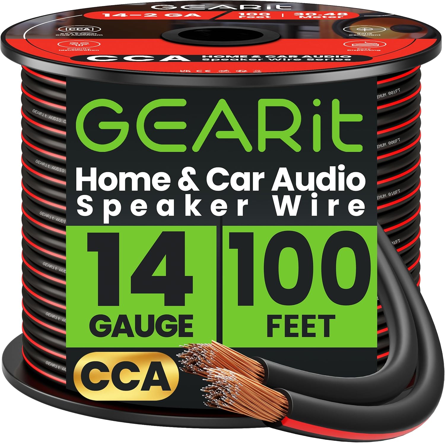 GearIT 14 Gauge speaker wire spool front view