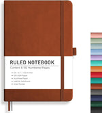Rettacy lined journal notebook front view in brown leather hardcover