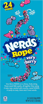 Nerds Rope Very Berry display box opened showing 24 count ropes