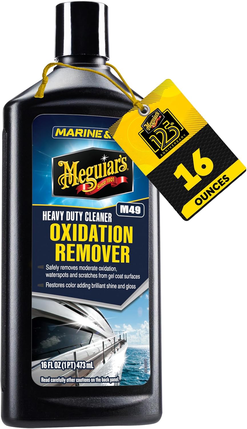 Meguiar's Marine RV Heavy Duty Oxidation Remover front view bottle for boat detailing