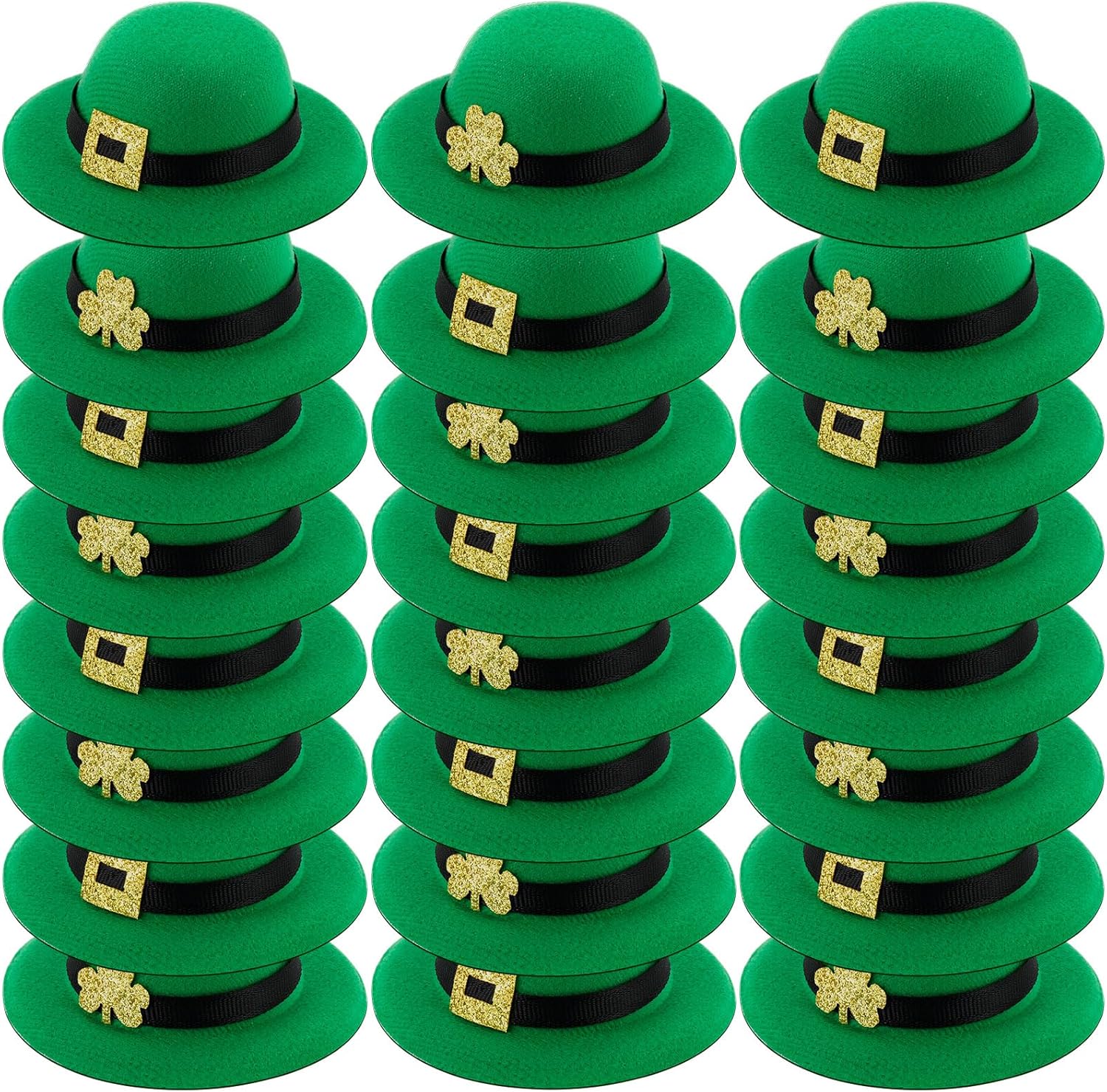 XIQMBWQM mini leprechaun hats front view showing green shamrock design