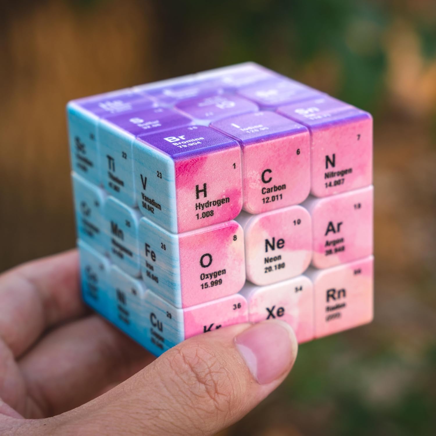 Cuberspeed Periodic Table 3x3 Speed Cube front view with chemistry elements.