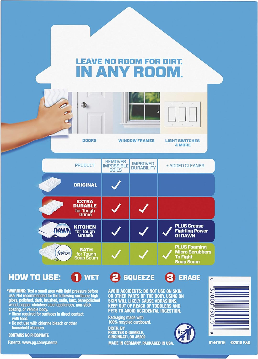Mr. Clean cleaning pads showing Durafoam technology features