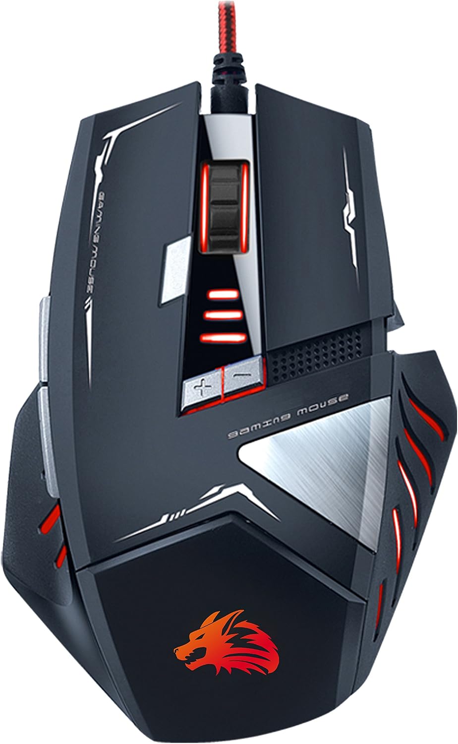 Rocksoul RSMS-00215 gaming mouse side profile displaying programmable buttons