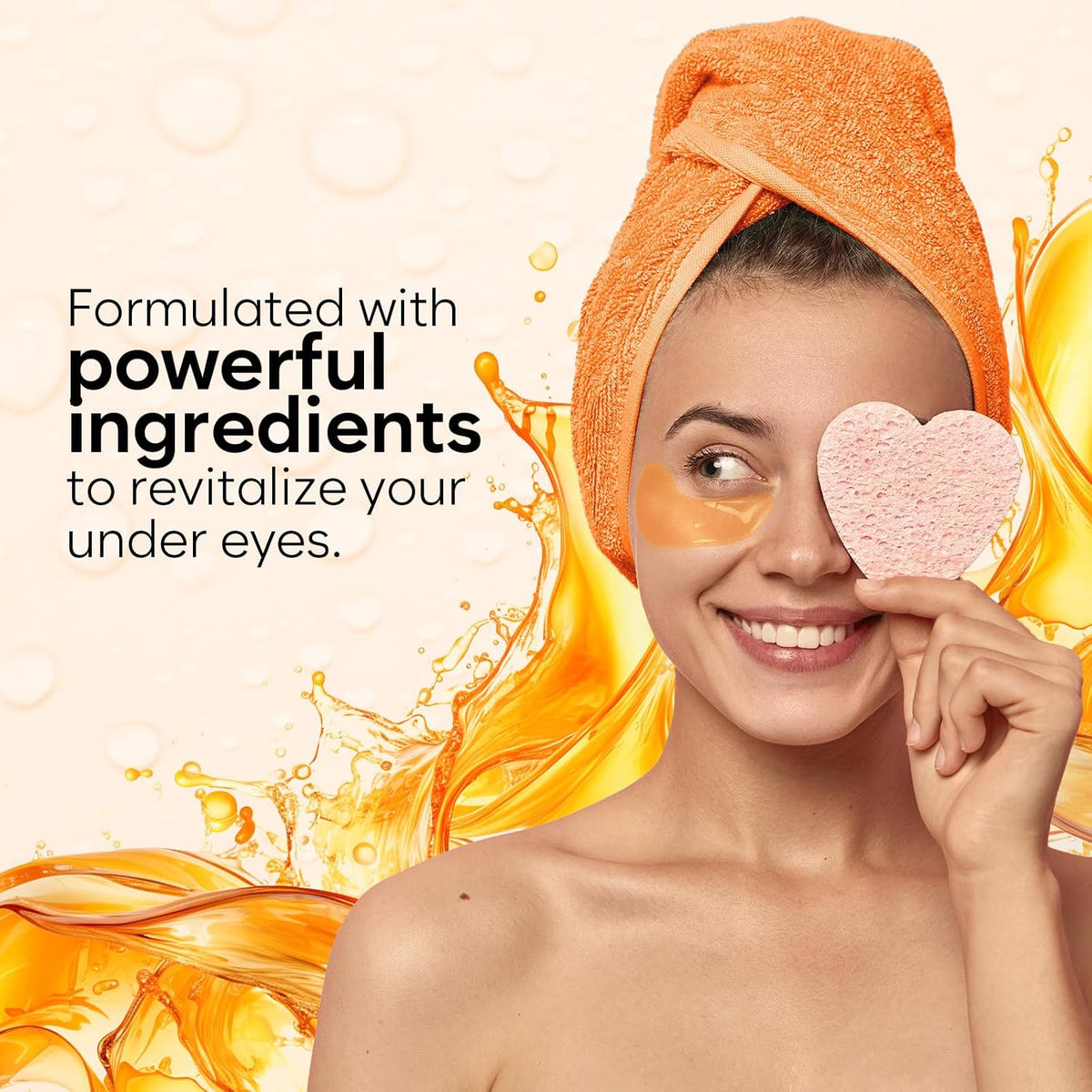 Close up of Bloomora hydrogel eye patches texture and serum