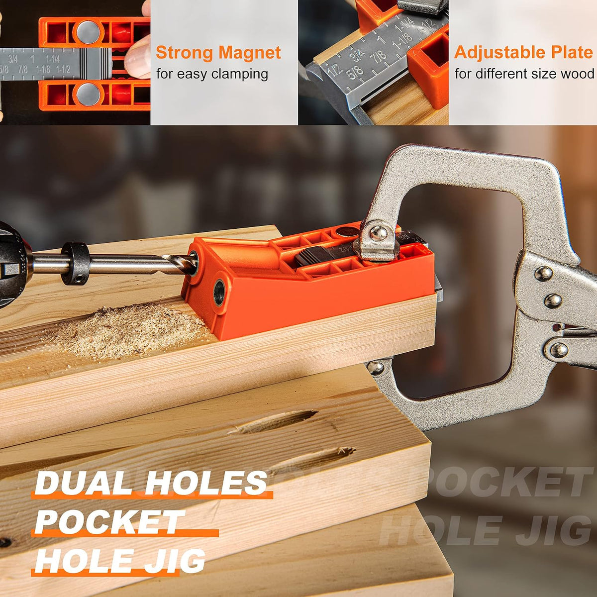 TBVHOMM adjustable pocket hole jig with 9 position slider plate