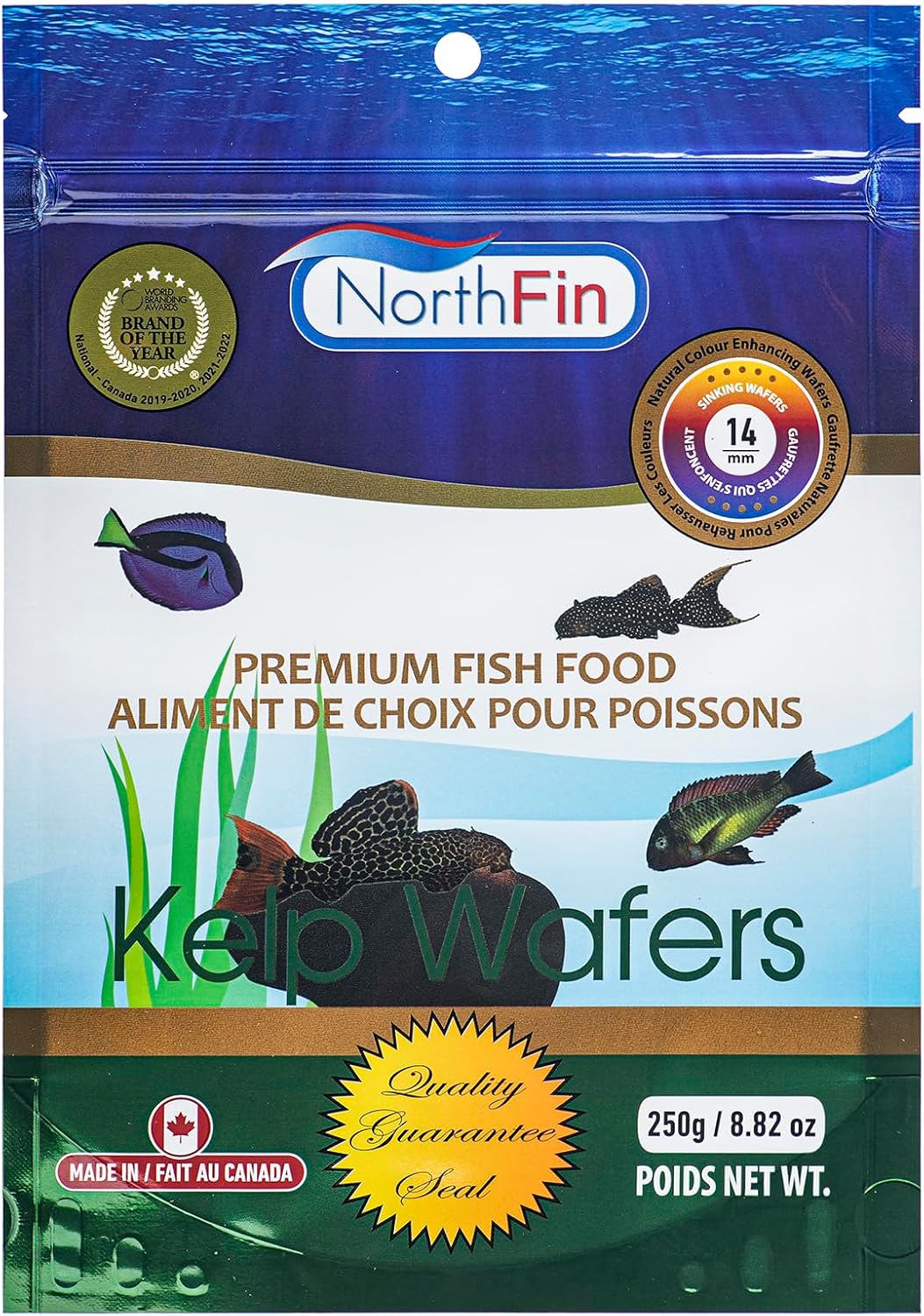 Northfin kelp wafers fish food front view packaging