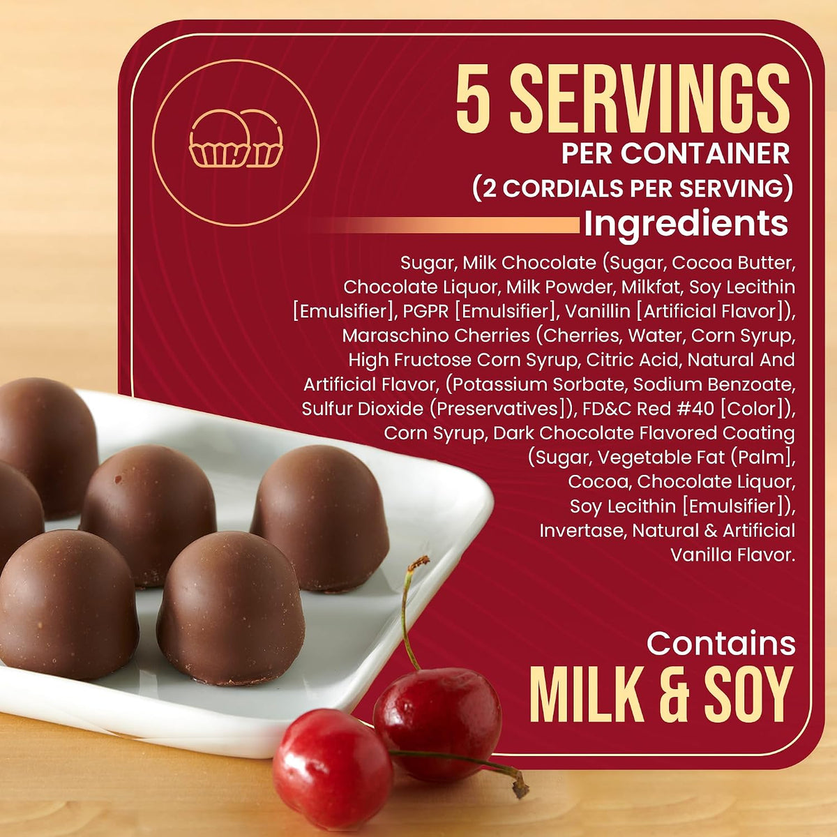 Open gift box of 10 Queen Anne chocolate covered cherries