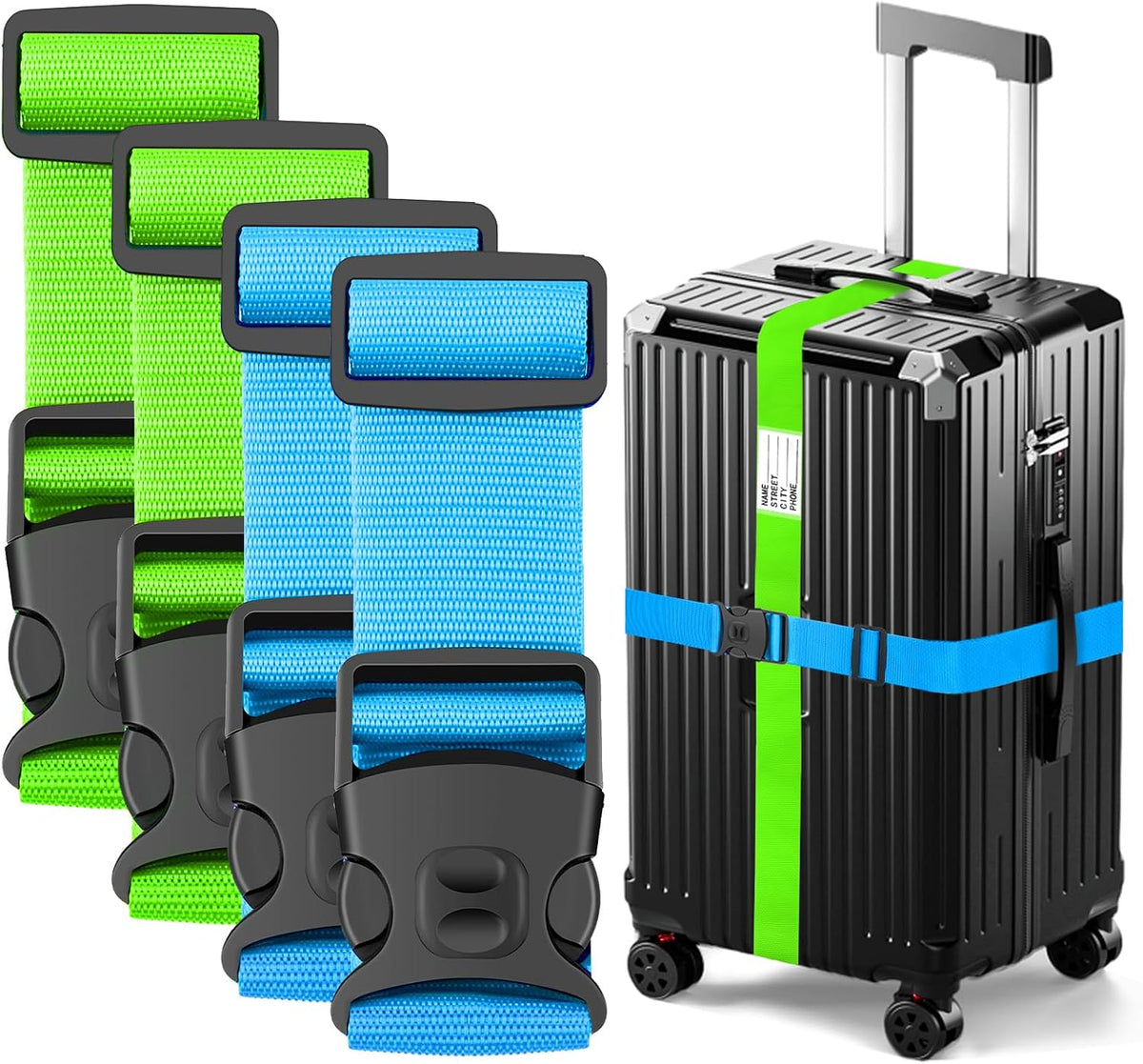 Luggage Straps for Suitcases, Adjustable Lockable Suitcase Straps | Lockable Against Accidental Opening, Easy to Identify Travel Accessories, Add a Bag Connector Holds Suitcase(4Colour, 4 Pack) - Image 12