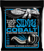 Ernie Ball extra slinky cobalt electric guitar strings front view