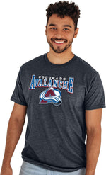 Blue 84 NHL unisex adult officially licensed t-shirt heathered black front view