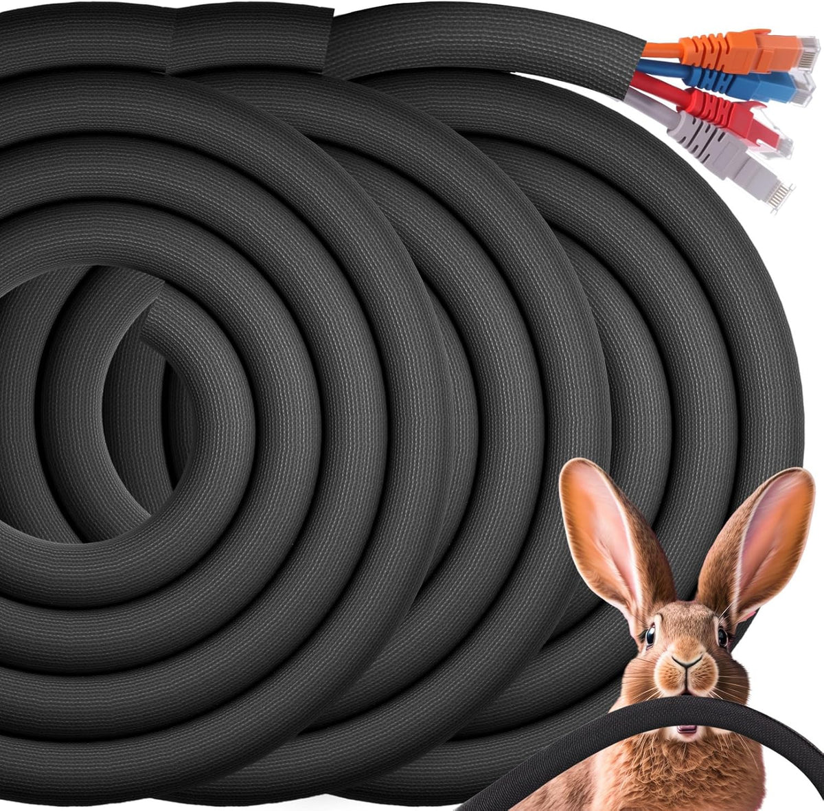 Poen 3 pack black cord protectors for pets front view