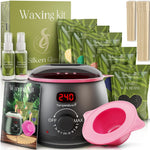 SilkenGlow Wax Kit for Hair Removal front view showing digital wax warmer and accessories