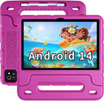 EDDBNi 10 inch pink kids tablet with protective case front view