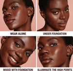 Charlotte Tilbury illuminating primer applied on cheekbones for glow