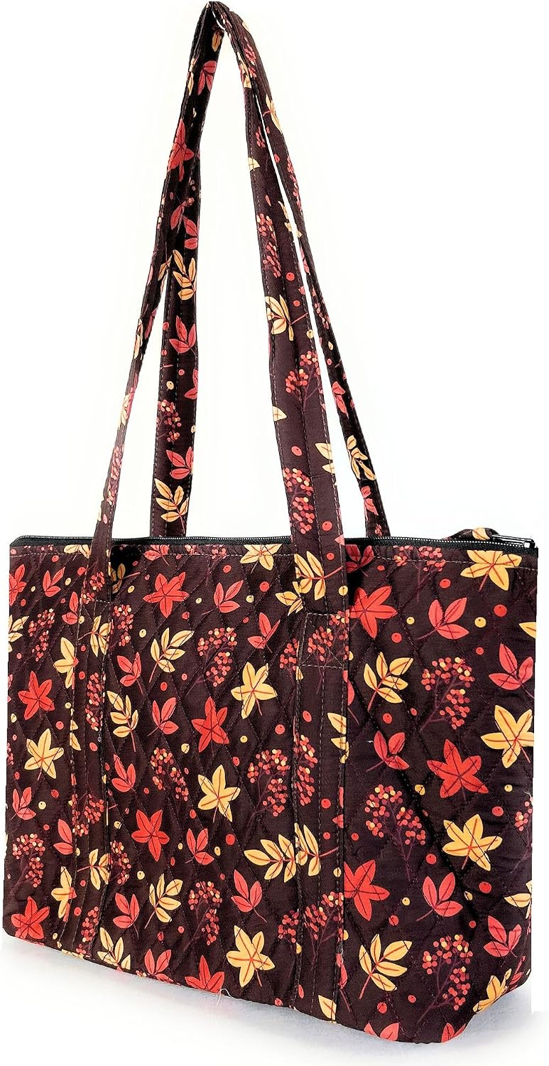 EGFAS quilted tote bag worn on shoulder