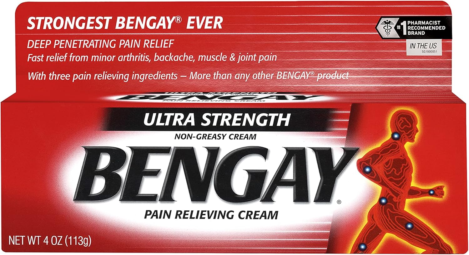 Bengay Ultra Strength Topical Pain Relief Cream 4 Ounce front view
