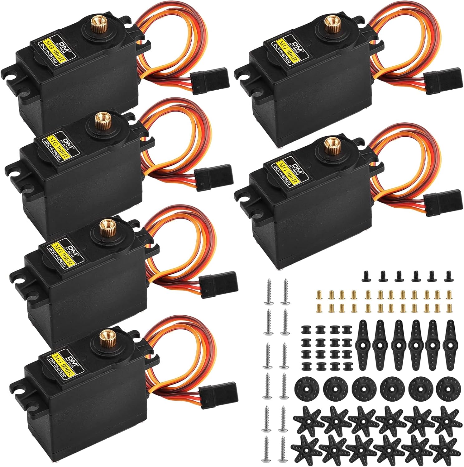 Aideepen MG996R metal gear servo motor front view with attached wire
