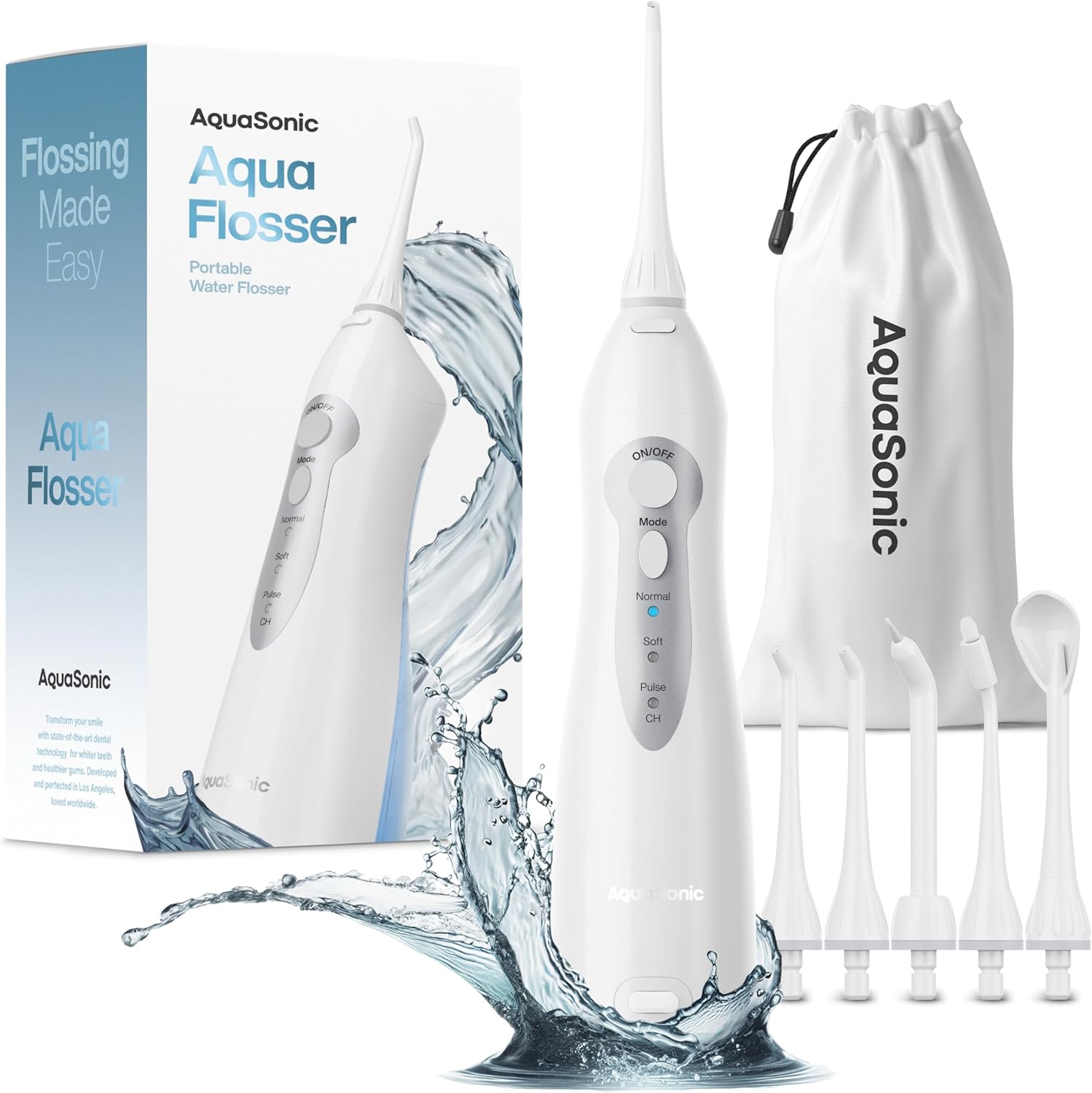 AquaSonic Aqua Flosser front view cordless water flosser for dental care