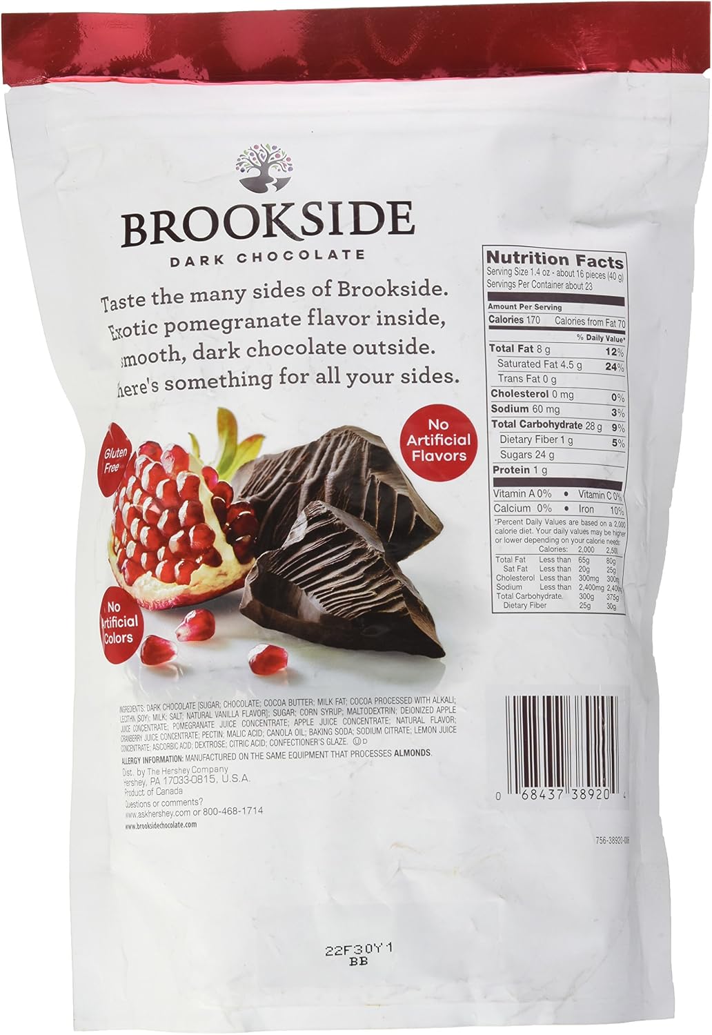 Authentic Brookside chocolate pieces in a bowl
