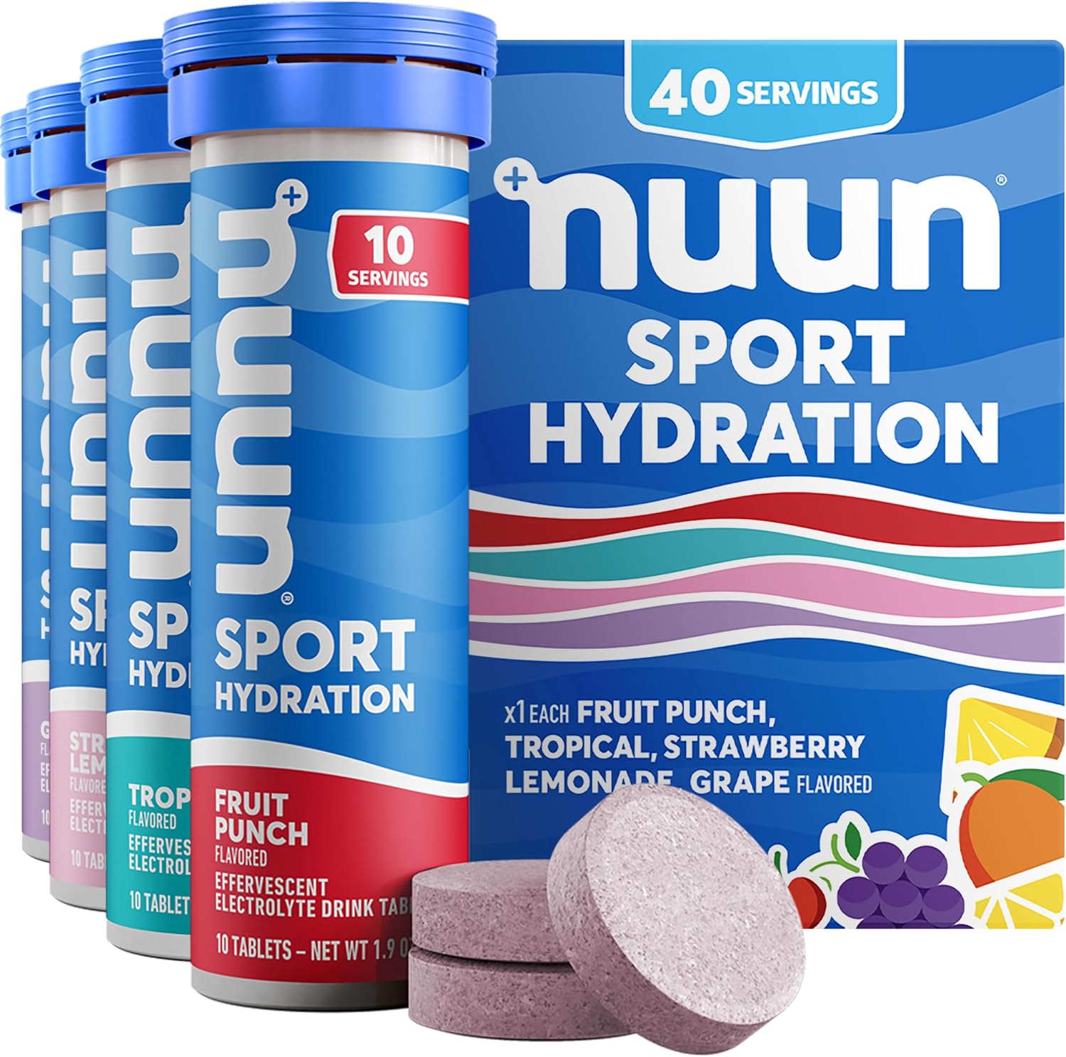 Nuun Sport electrolyte tablets mixed flavors front view