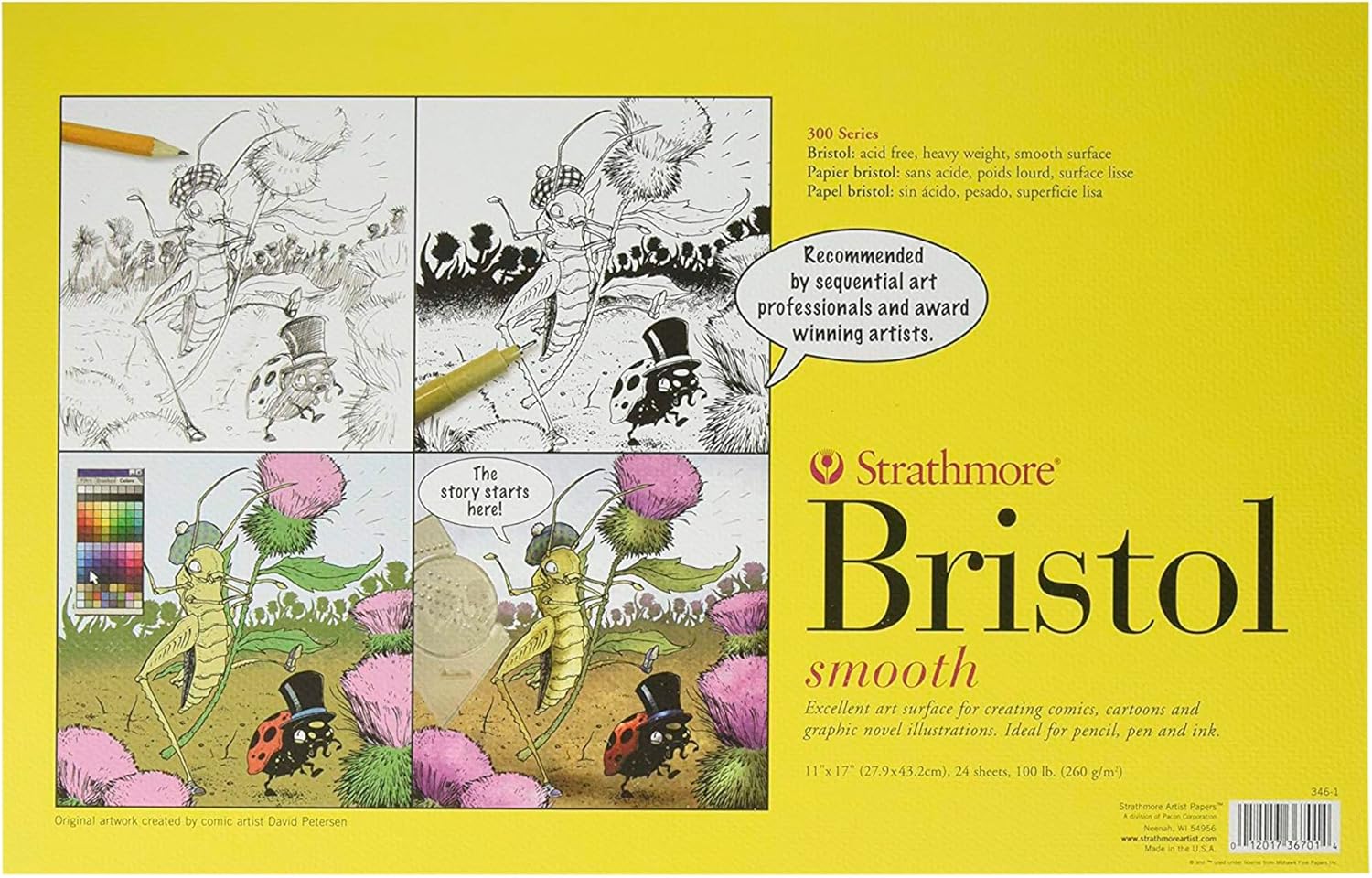 Strathmore 346-1 Paper 300 Series Sequential Art Bristol, Smooth, 11 x 17 Inches, White 24 Sheets - Image 1