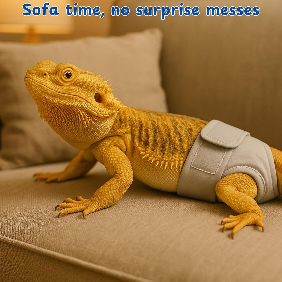 Side view of the premium grey cloth clothing for bearded dragon owners