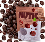 Nutic chocolate espresso candy serving size close up displaying glossy texture.