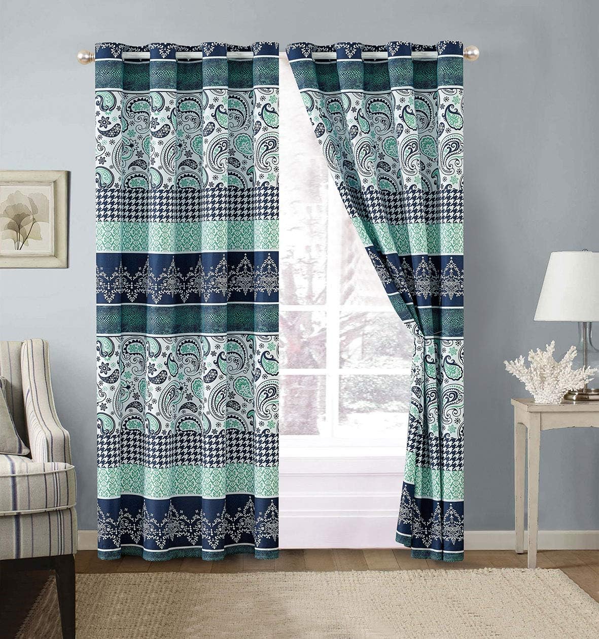 Grand Linen bedspread folded to display reversible pattern details