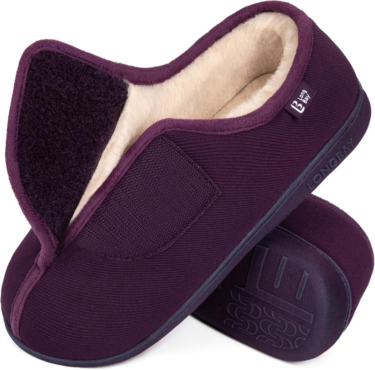LongBay Womens Adjustable Slippers Memory Foam Cozy Wide Diabetic House Shoes Edema Orthopedic Neuropathy Indoor Outdoor - Image 9