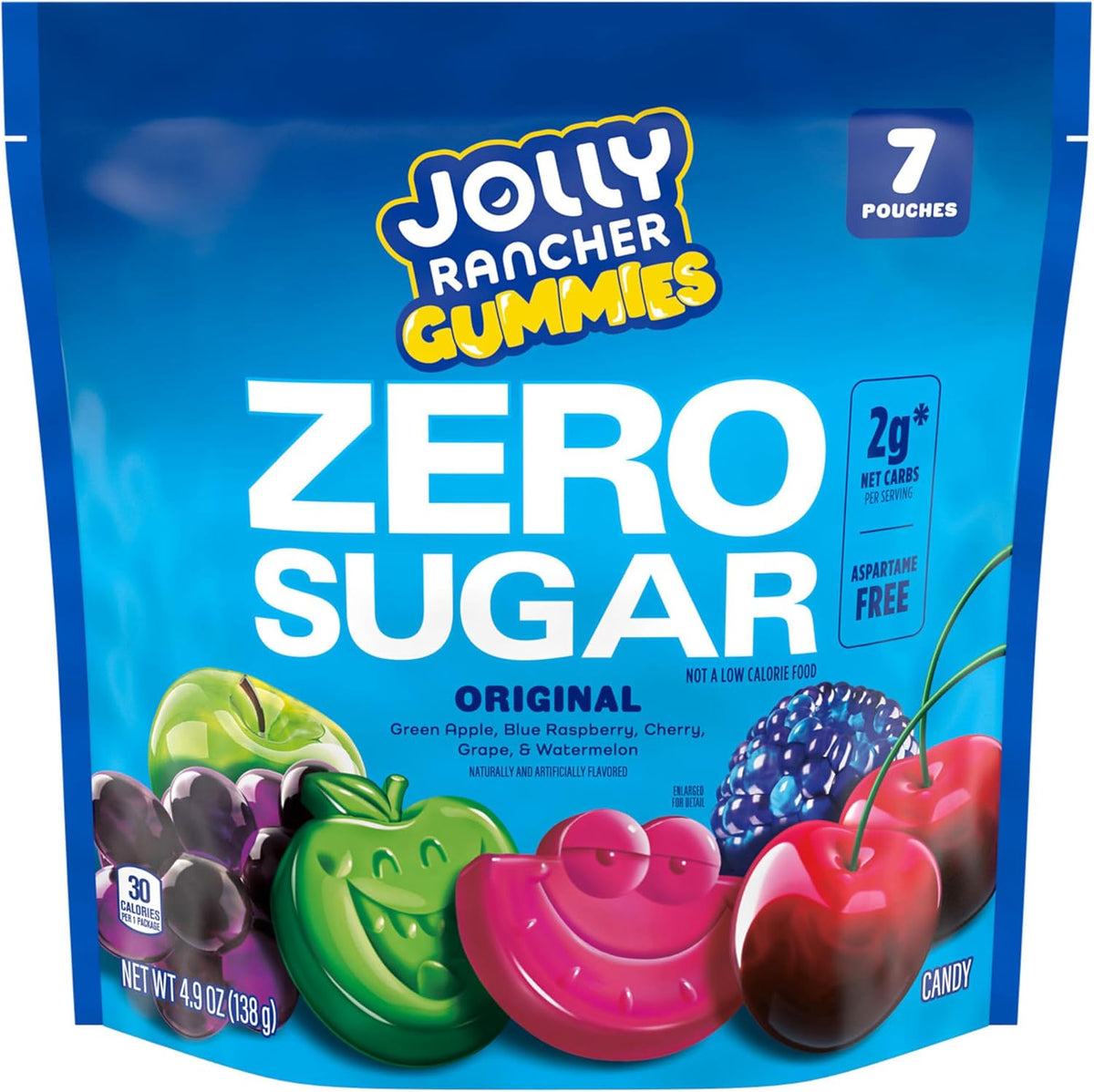 Aspartame free fruit flavored gummy candies individual pouches