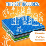 Strictly Briks Stackable Baseplates - 12 Pack Compatible with Lego & All Major Building Brick Brands, 6 x 6 in, Stackable Top & Bottom Sides with 20 x 20 Stud, Kids Gift, Nature Theme - Image 9