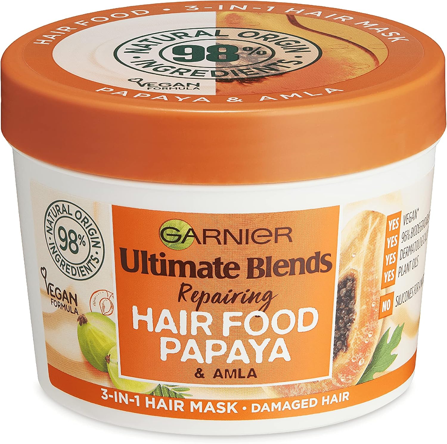Garnier Ultimate Blends Hair Food Papaya mask front view packaging