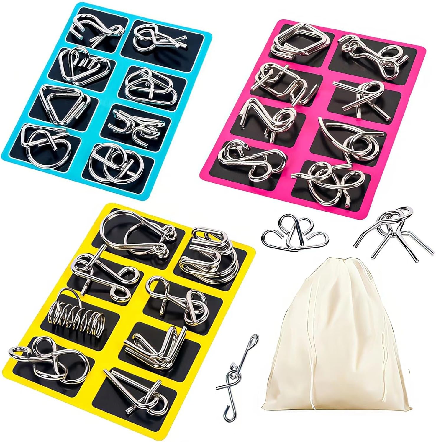 GEKELI metal wire puzzle set twenty four pieces front view collection