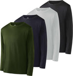 Real Essentials 4 Pack: Boys Youth Dry-Fit Moisture Wicking Active Athletic Performance Long-Sleeve T-Shirt - Image 10