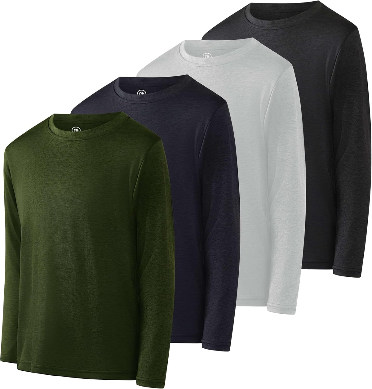 Real Essentials 4 Pack: Boys Youth Dry-Fit Moisture Wicking Active Athletic Performance Long-Sleeve T-Shirt - Image 10