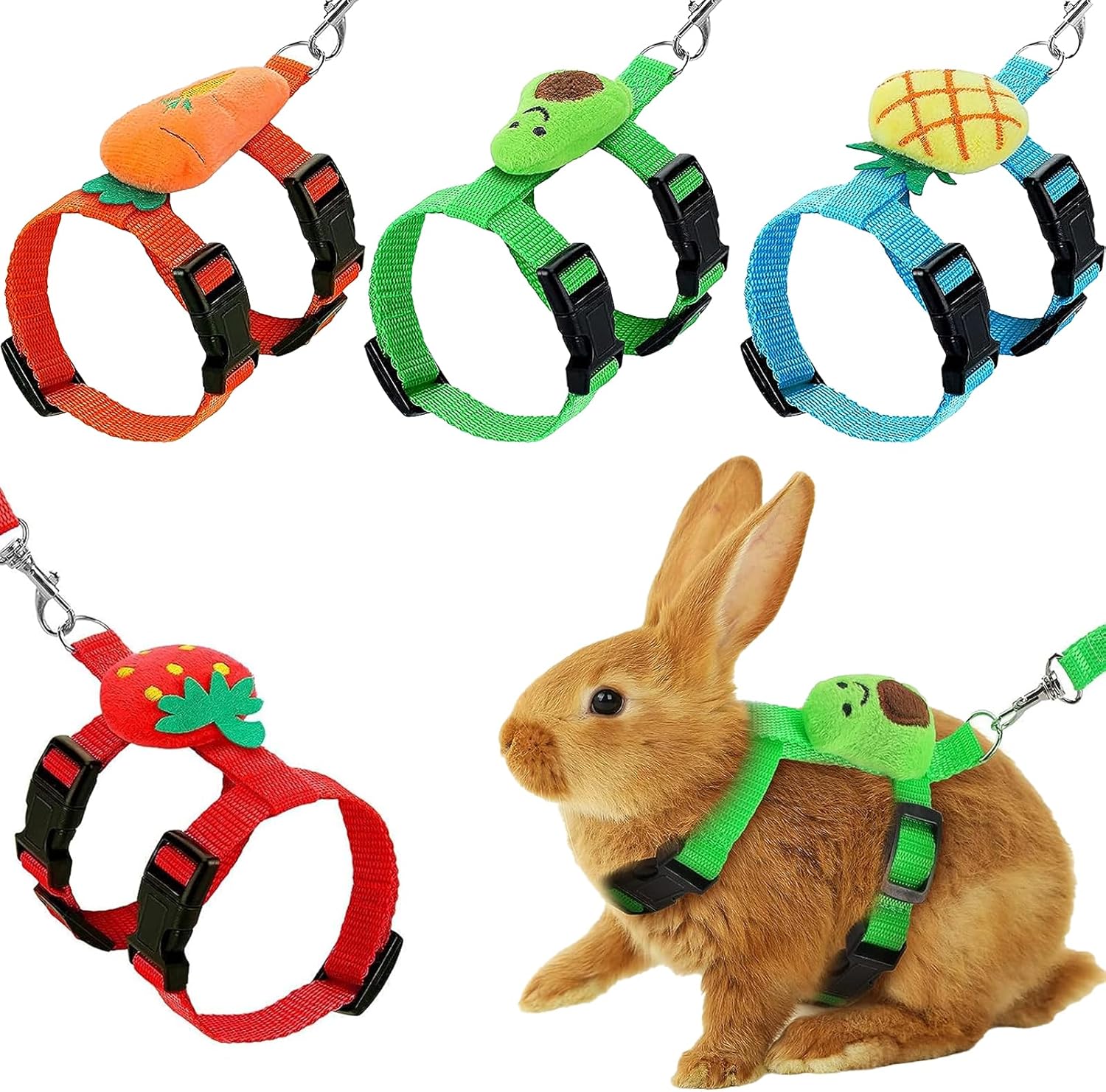 Xpapov bunny rabbit harness and leash set front view with avocado decor