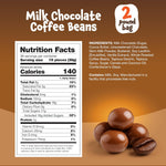 Glossy chocolate coated dragées espresso coffee beans poured in a glass serving bowl