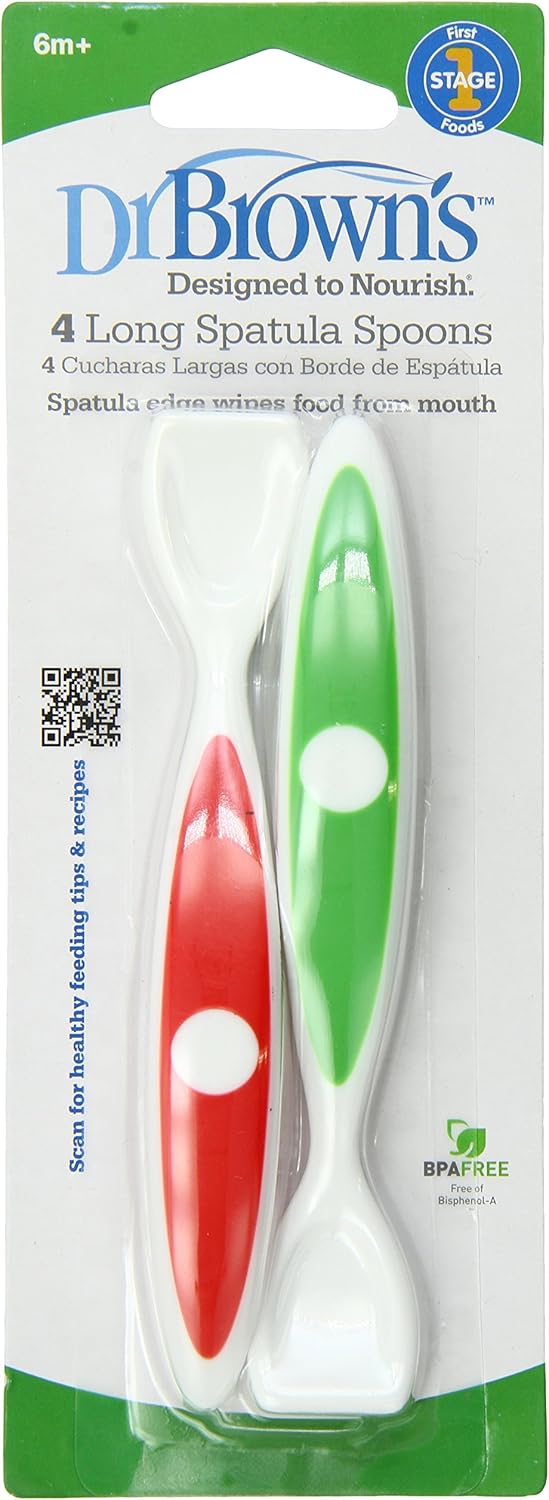 Dr. Brown's long spatula spoon 4 pack front view