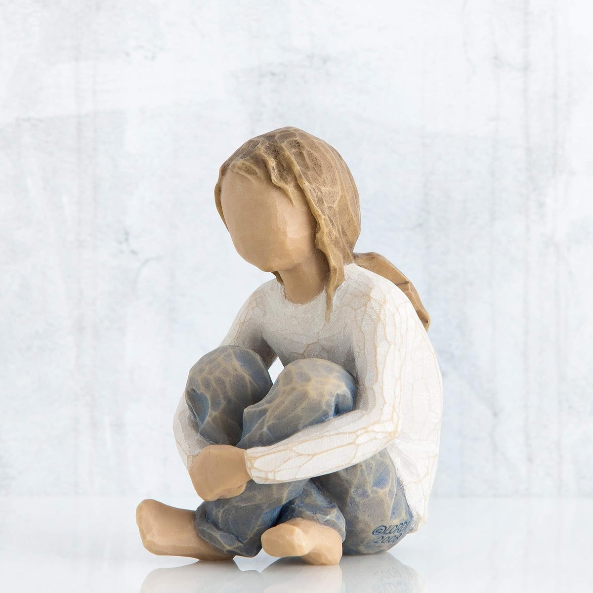 Willow Tree Spirited Child sculpture close up of hand painted expression
