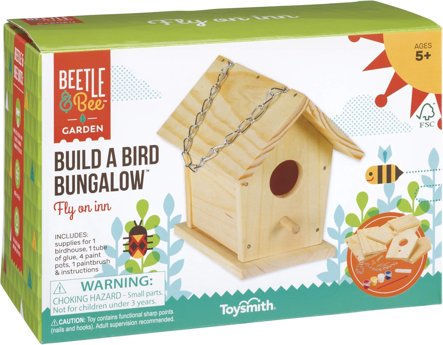 Toysmith Beetle and Bee Build A Bird Bungalow kit front view
