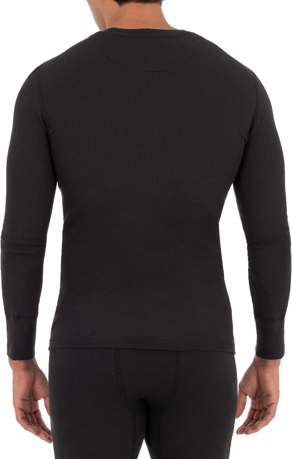 Close up of the mini-waffle weave fabric on the thermal underwear top