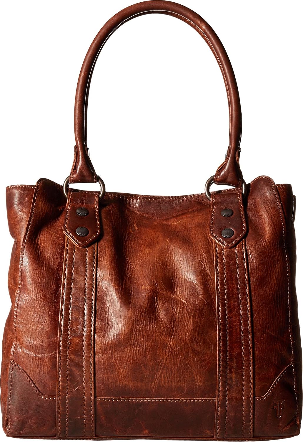 FRYE Melissa Tote leather shoulder straps close up