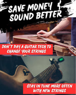 Universal tuning peg fit demonstration on guitar headstock